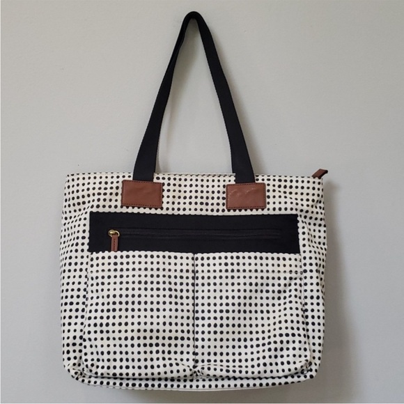 Fossil Tote Bailey Polka Dot Large Purse Bag Nylon Handles Baby Bag - Picture 2 of 4